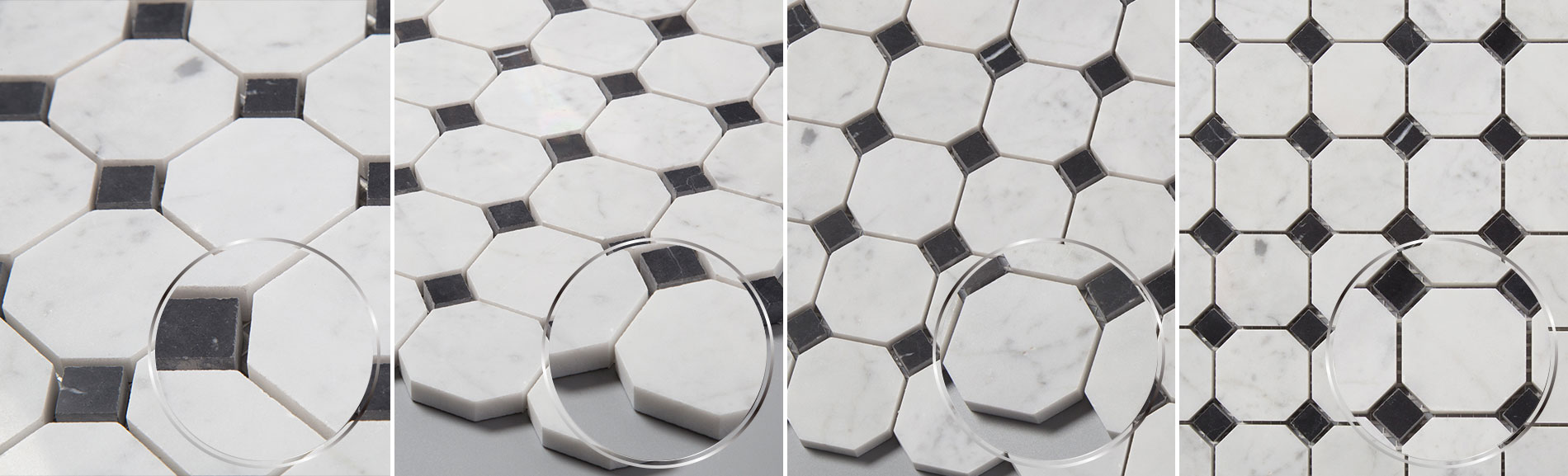 Bianco Carrara Marble Octagon Mosaic Tile Collection