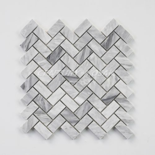 centurymosaic-carrara-gray-1-inch-by-4-inch-Herringbone-mosaic-tile